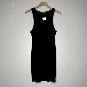 Cotton On‎ Womens Racer Mini Dress XL Black Ribbed Neutrals Minimalist Basics
